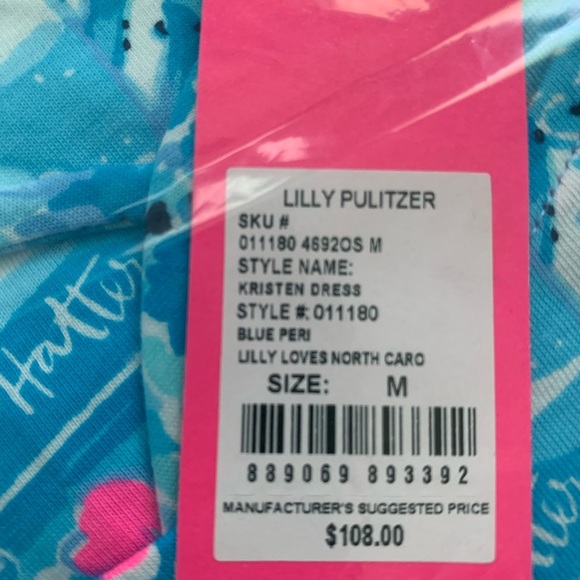 NWT Lilly Pulitzer Kristen dress Lilly loves North Carolina medium - Picture 2 of 4